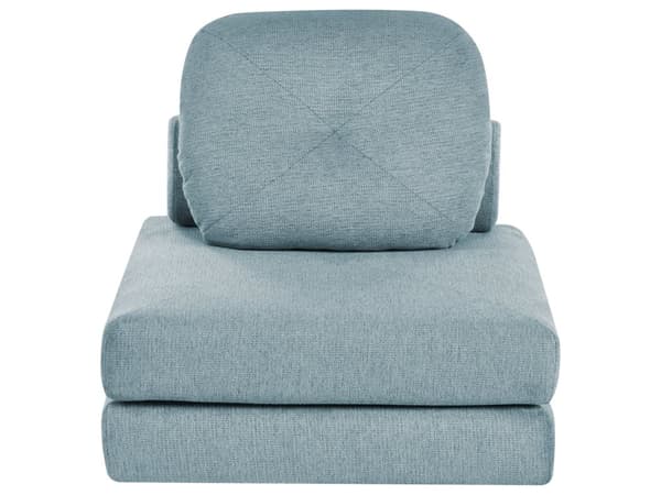 Sofa Puff Seng Lyseblå Polstring Enkeltseng Sammenleggbar Stolseng med Pute Moderne Design