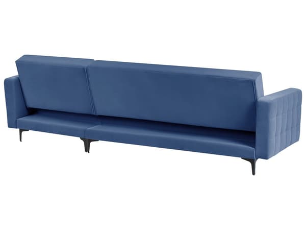 Venstre Hjørnesofa Blå Fløyel Tufted Stoff Moderne L-formet Modulær 4 Seter L Sjeselong