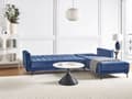 Miniatyrbillede 4 af 11: Sovesofa med Chaiselong Blå Velour 4 Personers Sofa L Formet Hjørnesofa Dyb Sofaseng Blød Stofsofa Design Hjørnesovesofa Venstrevendt