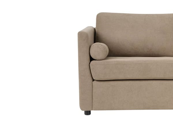 Brun polstret 2-personers sovesofa med sammenklappeligt stel og madras