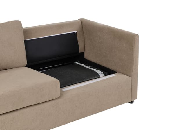Brun polstret 2-personers sovesofa med sammenklappeligt stel og madras