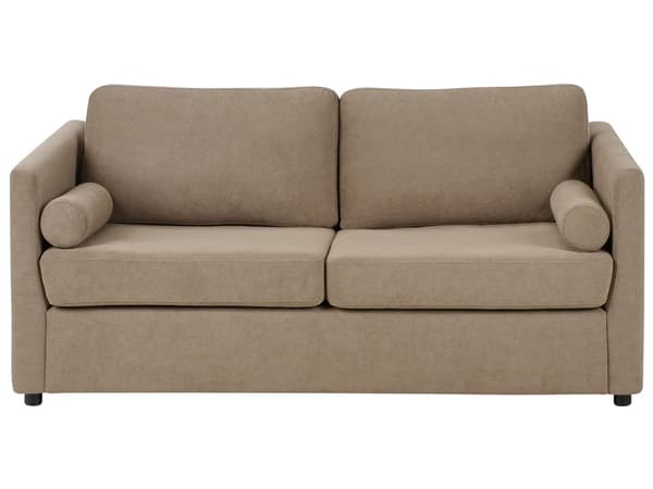 Brun polstret 2-personers sovesofa med sammenklappeligt stel og madras