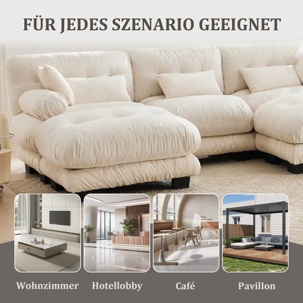 Modulsoffa hörnsoffa 5-sits sammet extra stor sittyta ergonomisk design memoryskum stoppning robust konstruktion bekväma armstöd