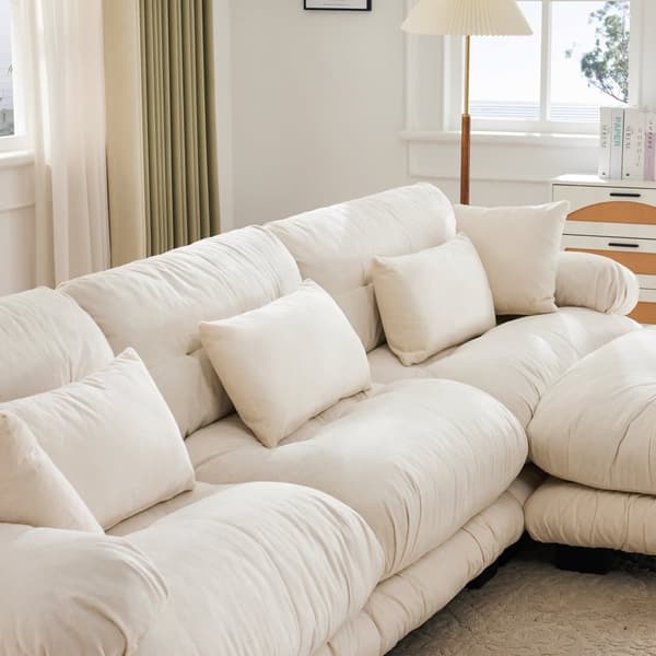 Modulsoffa hörnsoffa 5-sits sammet extra stor sittyta ergonomisk design memoryskum stoppning robust konstruktion bekväma armstöd