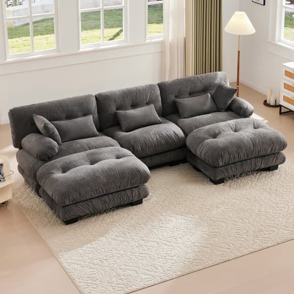 Modulsofa 5 personers – Komfortabel fløjlshjørnesofa med ekstra stort siddeområde, ergonomisk design, memoryskum og robust konstruktion