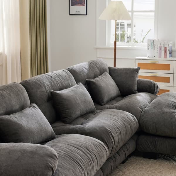 Modulsofa 5 personers – Komfortabel fløjlshjørnesofa med ekstra stort siddeområde, ergonomisk design, memoryskum og robust konstruktion