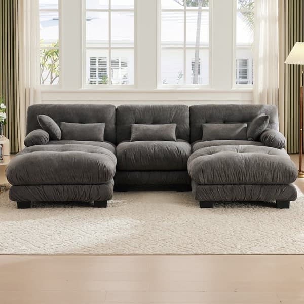 Modulsofa 5 personers – Komfortabel fløjlshjørnesofa med ekstra stort siddeområde, ergonomisk design, memoryskum og robust konstruktion