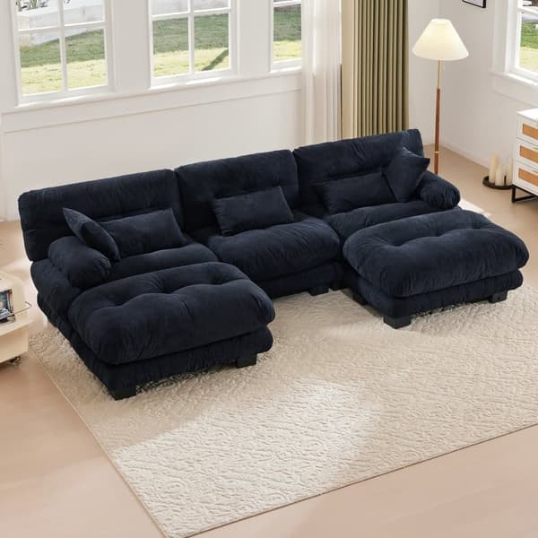 Modulsofa 5-personers fløjlshjørnesofa – ergonomisk design, ekstra stort sæde, memoryskum, robust konstruktion og komfortable armlæn
