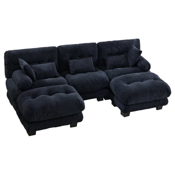 Modulsofa 5-personers fløjlshjørnesofa – ergonomisk design, ekstra stort sæde, memoryskum, robust konstruktion og komfortable armlæn