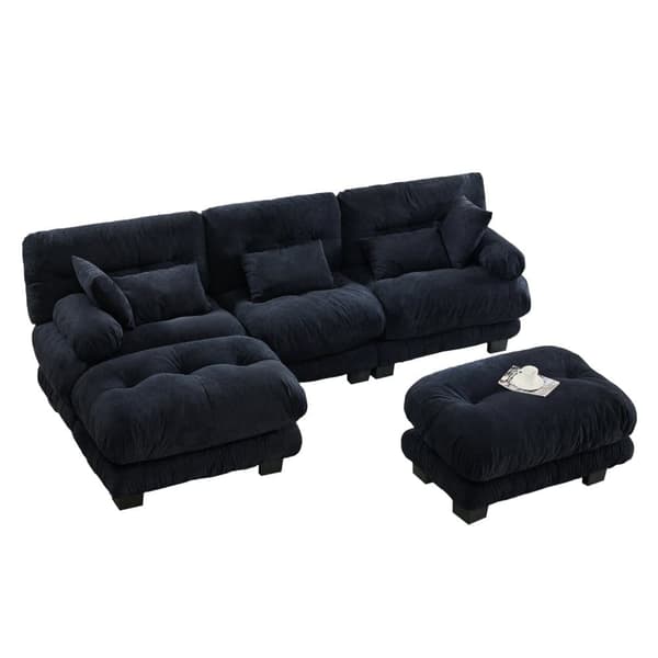 Modulsofa 5-personers fløjlshjørnesofa – ergonomisk design, ekstra stort sæde, memoryskum, robust konstruktion og komfortable armlæn