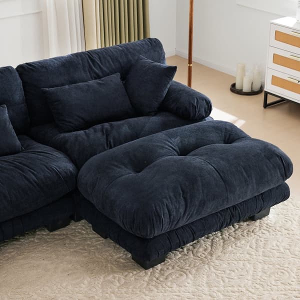 Modulsofa 5-personers fløjlshjørnesofa – ergonomisk design, ekstra stort sæde, memoryskum, robust konstruktion og komfortable armlæn