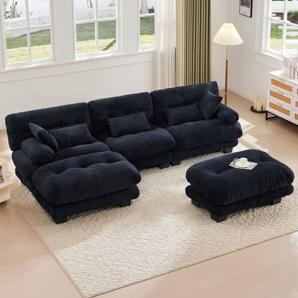 Modulsofa 5-personers fløjlshjørnesofa – ergonomisk design, ekstra stort sæde, memoryskum, robust konstruktion og komfortable armlæn