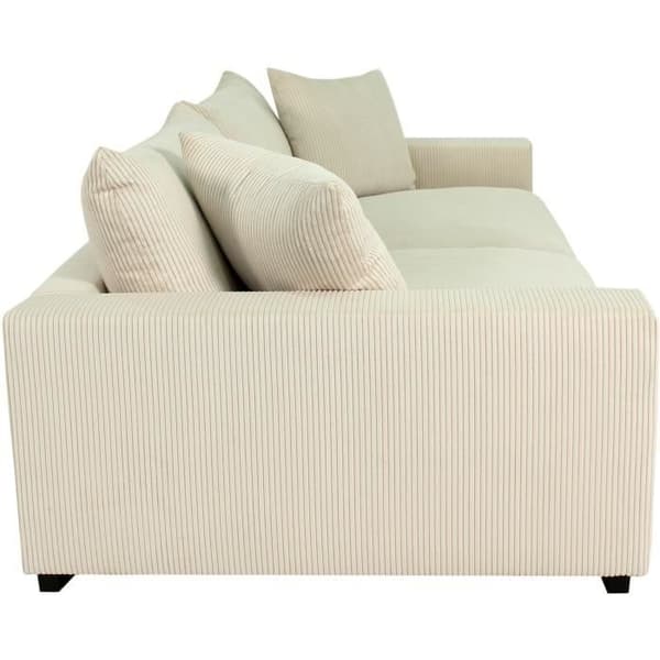 Fast möbel - 4 platser - PEDRO - Beige kordvelour - 261 x 124 x 104 cm