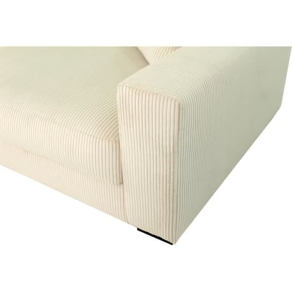 Fast möbel - 4 platser - PEDRO - Beige kordvelour - 261 x 124 x 104 cm