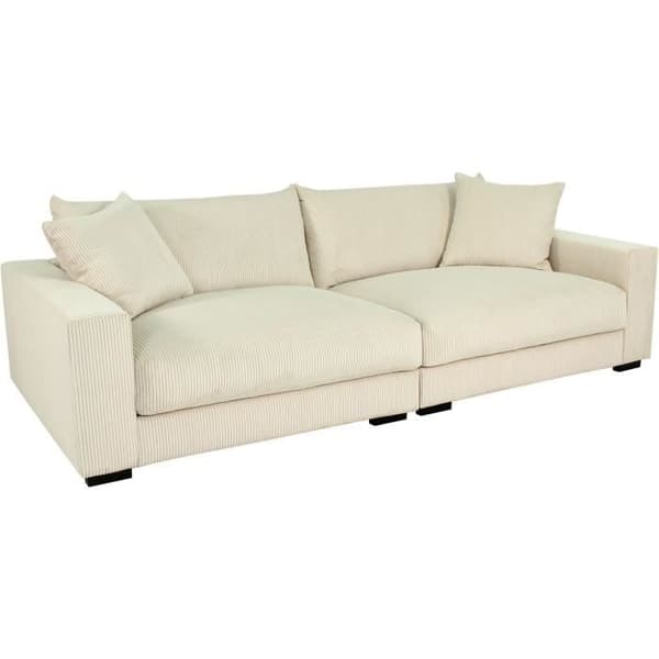 Fast möbel - 4 platser - PEDRO - Beige kordvelour - 261 x 124 x 104 cm