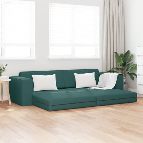 Golvsoffa 2-i-1 Mörkgrön 245x150x60.5 cm Klädsel