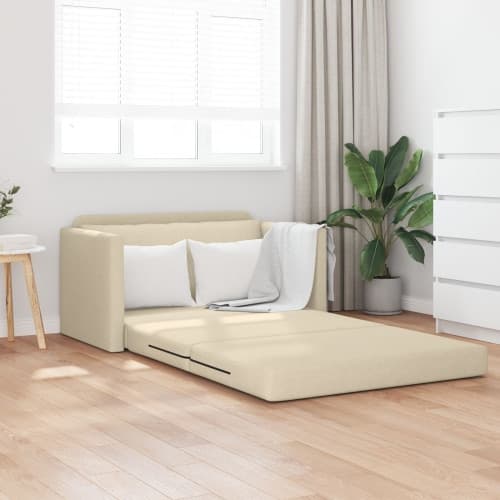 Floor Sofa Bed 2-i-1 Grädde 124x71x78 cm Tyg