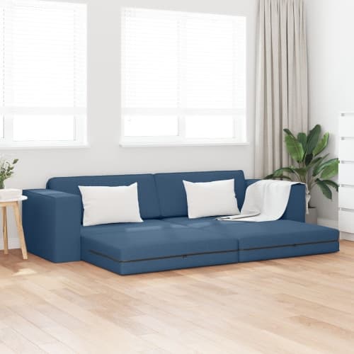 Golvssoffa Säng 2-i-1 Blå 245x150x60.5 cm Tyg