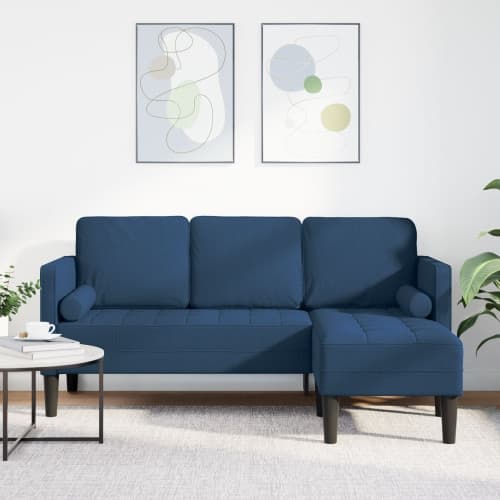 3-Sits L-formad Soffa Blå 160 cm Tyg