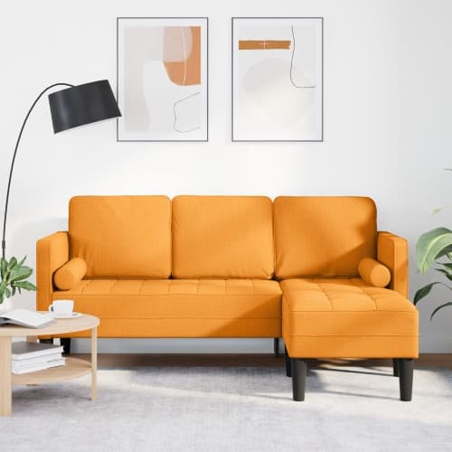 3-sits L-formad soffa mörkgul 160 cm tyg