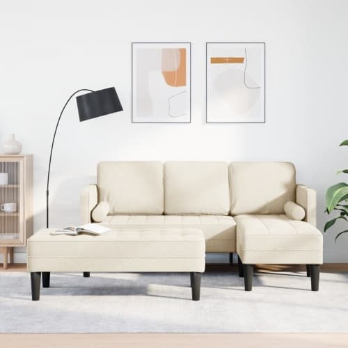2-delad soffa med kuddar i linne