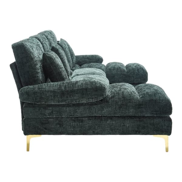 Moderne U-formet chenillesofa med dobbelte hvilestole, stor hjørnesofa til stue, soveværelse, kontor, lejlighed eller villa – Emerald Green