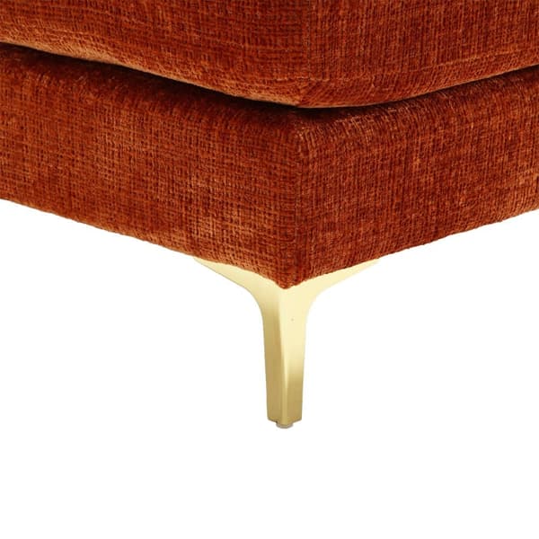 Stor U-formet sofa i orange chenille med dobbelte liggepositioner – Moderne sektionssofa til stue, soveværelse, kontor eller villa