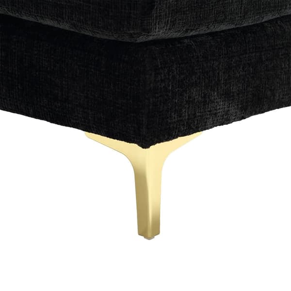 Modern U-format soffa i chenille med dubbla vilstolar, stor hörnsoffa för vardagsrum, sovrum, kontor, lägenhet eller villa – Svart