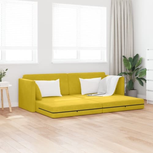 Golvsängsoffa 2-i-1 Gul 213x144x60 cm Sammet