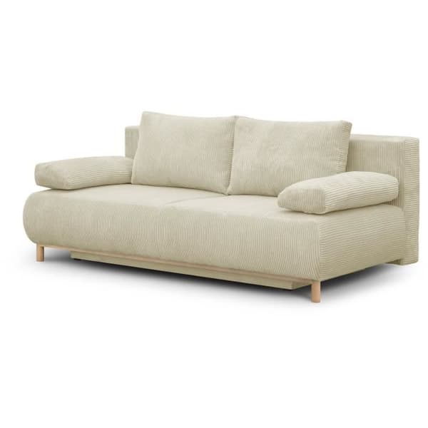 MIKA 3-sits cabriolet bänk - Beige manchester - Förvaringslåda - L 192 x H 84 x D 93 cm