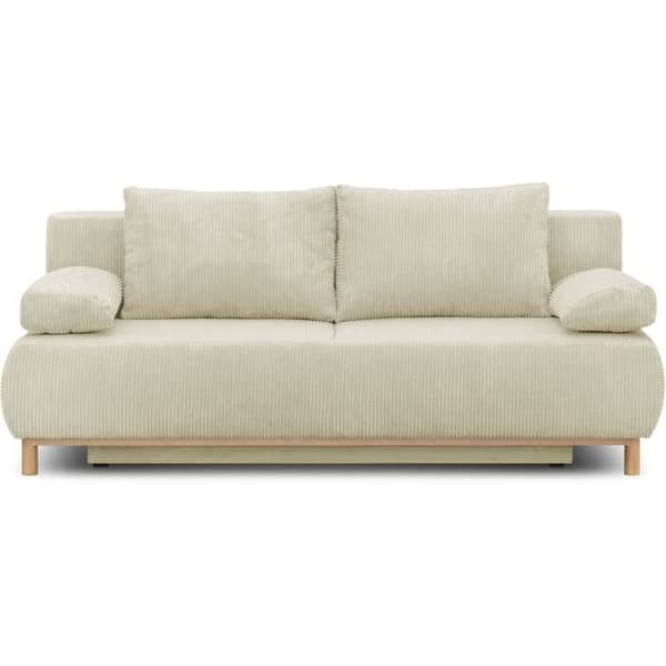 MIKA 3-sits cabriolet bänk - Beige manchester - Förvaringslåda - L 192 x H 84 x D 93 cm