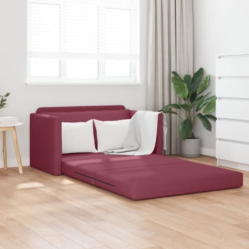 Golvsoffa Säng 2-i-1 Vinröd 124x71x78 cm Tyg