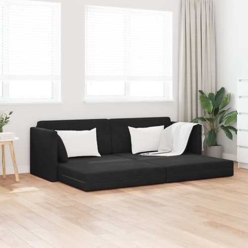Golvsoffasäng 2-i-1 Svart 213x144x60 cm Sammet
