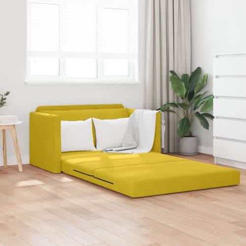 Golvsoffa Bädd 2-i-1 Gul 124x204x61 cm Sammet