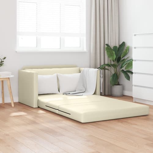 Golvsoffa Säng 2-i-1 Gräddvit 124x71x78 cm Konstläder