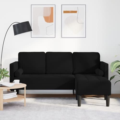 3-sitssoffa med Chaise L-formad Svart 160 cm Sammet