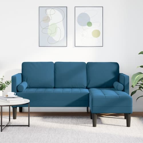 L-formad Soffa Blå 173x131x67 cm Sammet
