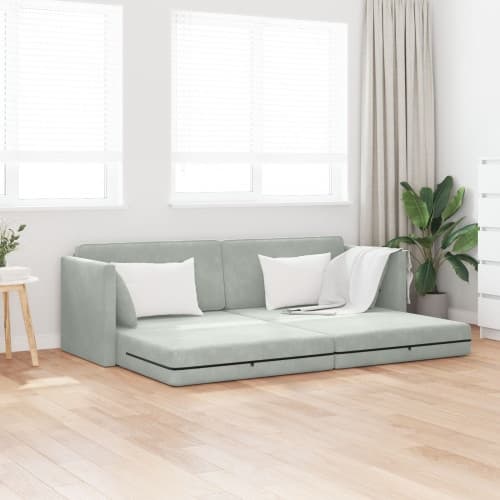 Golvsängsoffa 2-i-1 Ljusgrå 213x144x60 cm Velvet
