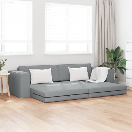 Golvsängsoffa 2-i-1 Ljusgrå 245x150x60.5 cm Tyg