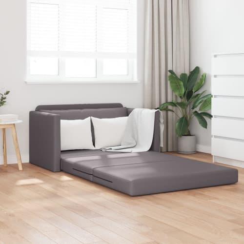 Golv Soffa Säng 2-i-1 Grå 124x71x78 cm Konstläder