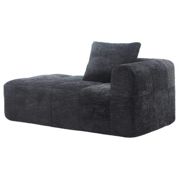 Komfortabel chaiselong sofa – ingen montering nødvendig, blød sofa med hynder og sidelommer til fjernbetjening og mobiltelefon – sort