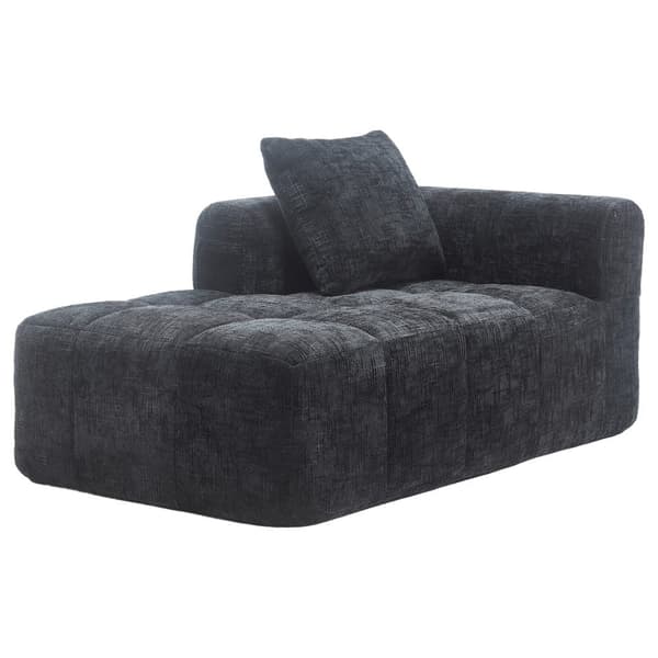 Komfortabel chaiselong sofa – ingen montering nødvendig, blød sofa med hynder og sidelommer til fjernbetjening og mobiltelefon – sort
