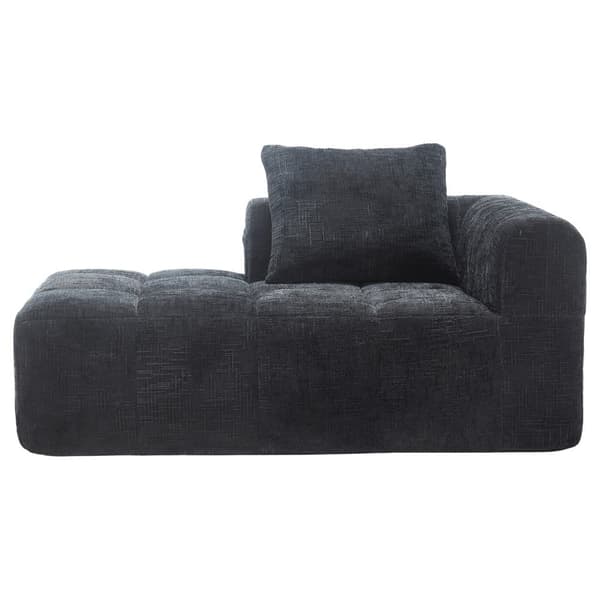 Komfortabel chaiselong sofa – ingen montering nødvendig, blød sofa med hynder og sidelommer til fjernbetjening og mobiltelefon – sort