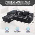 Miniatyrbild 4 av 11: Sektionssofa, L-Sofa, 3-Sitzer-Sofa, keine Installation erforderlich, Chenille-Sofa mit Chaiselongue und Armlehnen, 3 Kissen, Schwarz
