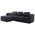 Miniatyrbild 5 av 11: Sektionssofa, L-Sofa, 3-Sitzer-Sofa, keine Installation erforderlich, Chenille-Sofa mit Chaiselongue und Armlehnen, 3 Kissen, Schwarz