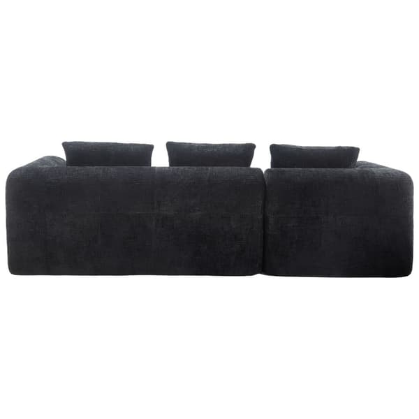 Sektionssofa, L-Sofa, 3-Sitzer-Sofa, keine Installation erforderlich, Chenille-Sofa mit Chaiselongue und Armlehnen, 3 Kissen, Schwarz