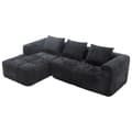 Miniatyrbild 8 av 11: Sektionssofa, L-Sofa, 3-Sitzer-Sofa, keine Installation erforderlich, Chenille-Sofa mit Chaiselongue und Armlehnen, 3 Kissen, Schwarz