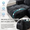 Miniatyrbild 11 av 11: Sektionssofa, L-Sofa, 3-Sitzer-Sofa, keine Installation erforderlich, Chenille-Sofa mit Chaiselongue und Armlehnen, 3 Kissen, Schwarz