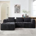 Miniatyrbild 2 av 11: Sektionssofa, L-Sofa, 3-Sitzer-Sofa, keine Installation erforderlich, Chenille-Sofa mit Chaiselongue und Armlehnen, 3 Kissen, Schwarz