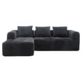 Miniatyrbild 1 av 11: Sektionssofa, L-Sofa, 3-Sitzer-Sofa, keine Installation erforderlich, Chenille-Sofa mit Chaiselongue und Armlehnen, 3 Kissen, Schwarz